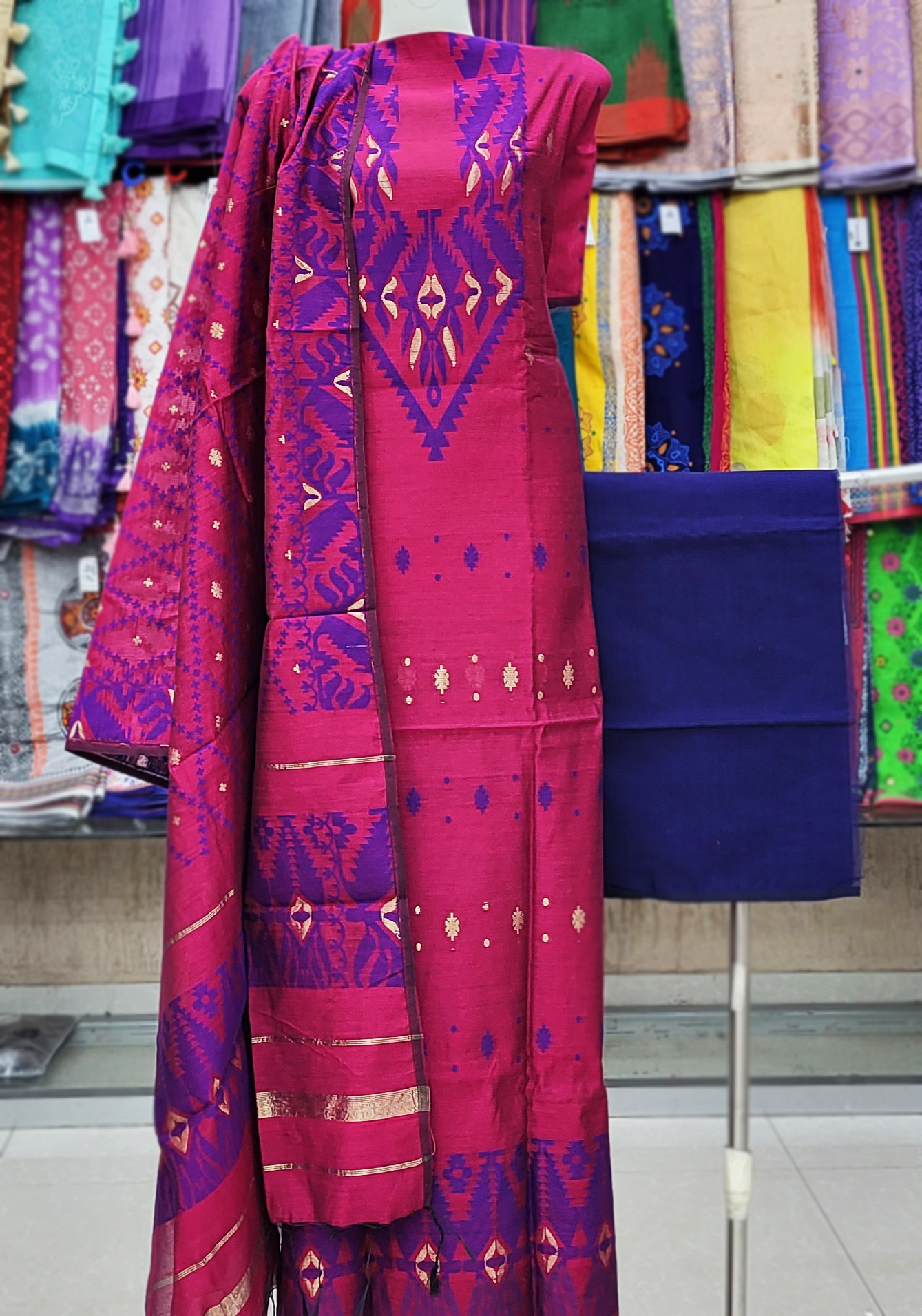 Unstitched Jamdani Print Cotton 3 pcs.15 % off