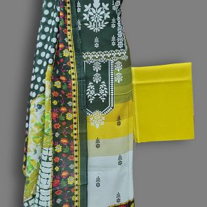 Unstitched Cotton Lawn 3 pcs .10 % off