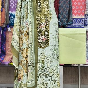 Unstitched Coton Lawn  3 pcs