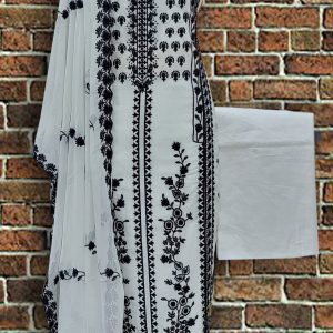 Unstitched Chinon Fabric Heavy Embroidery work 4 pcs. 35 % Off