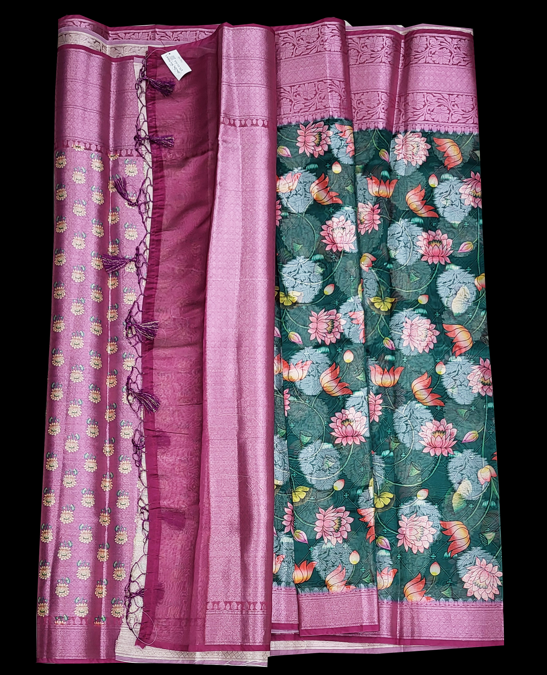 Organja Saree with Digital Print & Katan Border with Blouse pcs.40 % off