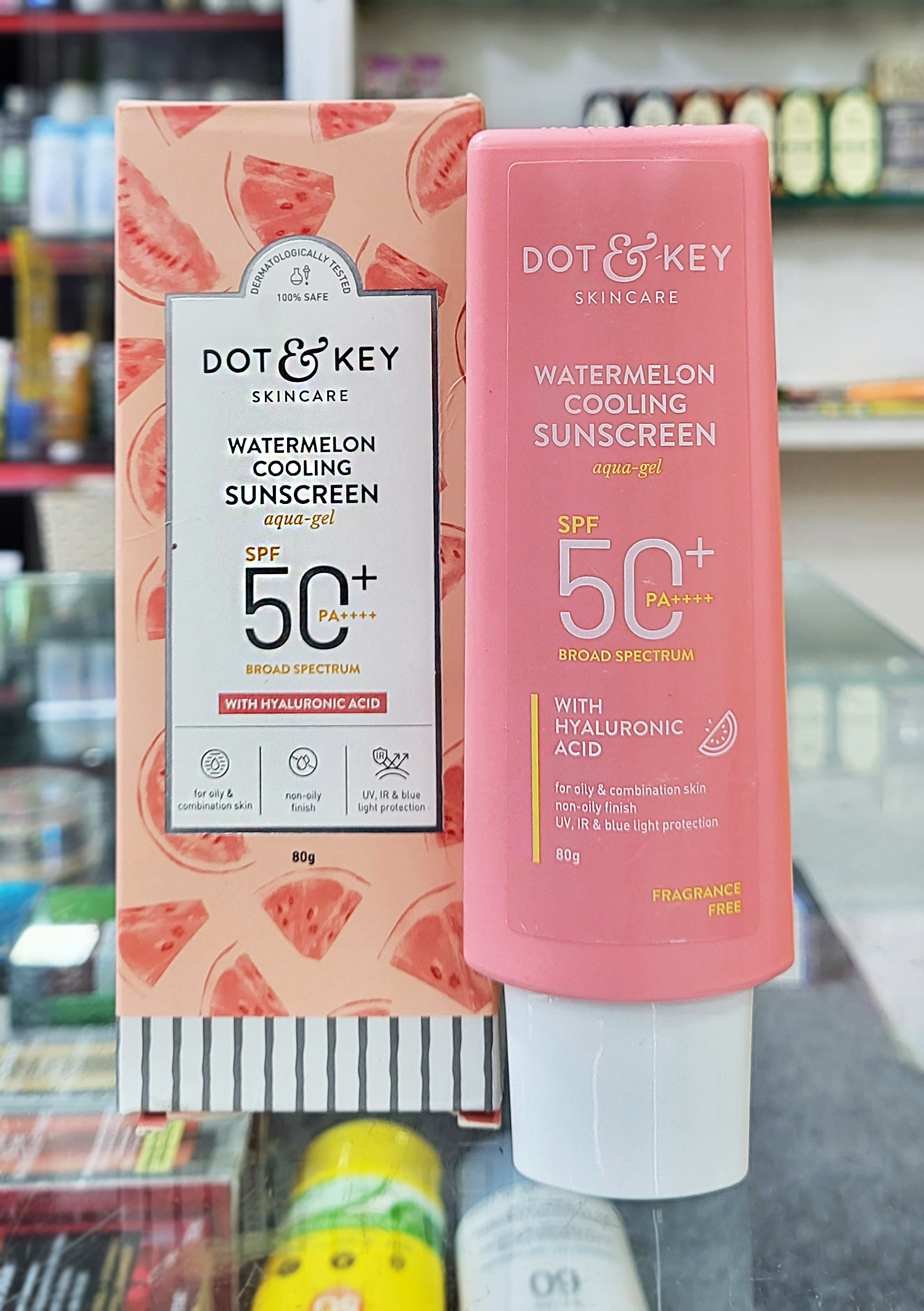 Dot & Key Skin Care watermelon cooling sunscreen.Made in India 80 g (6/2027)