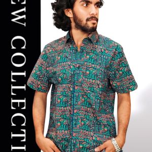 Men's Half Sleeve Aarong cotton Shirt( Shoulder :17(M)/18(XL)/18.5(XXL)