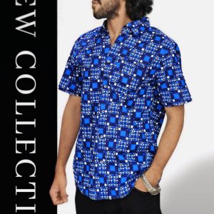 Men's Half Sleeve Aarong cotton Shirt( Shoulder :17.5(L)/18(XL)