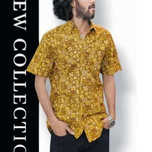 Men's Half Sleeve Aarong cotton Shirt( Shoulder :17(M)/17.5(L)