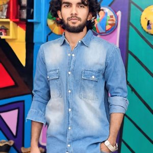 Export Quality Men's Denim Shirt (Size : L 17)