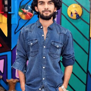 Export Quality Men's Denim Shirt (Size : XL 19.5)