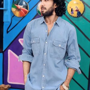 Export Quality Men's Denim Shirt (Size : XL 18)
