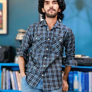 Men's Cotton full Sleeve Check Shirt for winter (Shoulder Size 16.5)