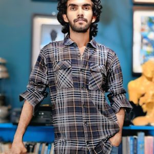 Men’s Cotton full Sleeve Check Shirt for winter (Shoulder Size 17.5)