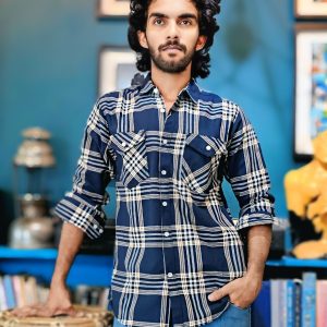 Men's Cotton full Sleeve Check Shirt for winter (Shoulder Size 17)