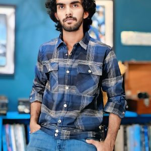 Men's casual checkered pattern regular fit jacket (Size 17)