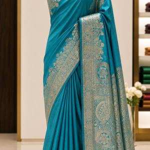 Indian katan saree with golden jari with blouse pcs