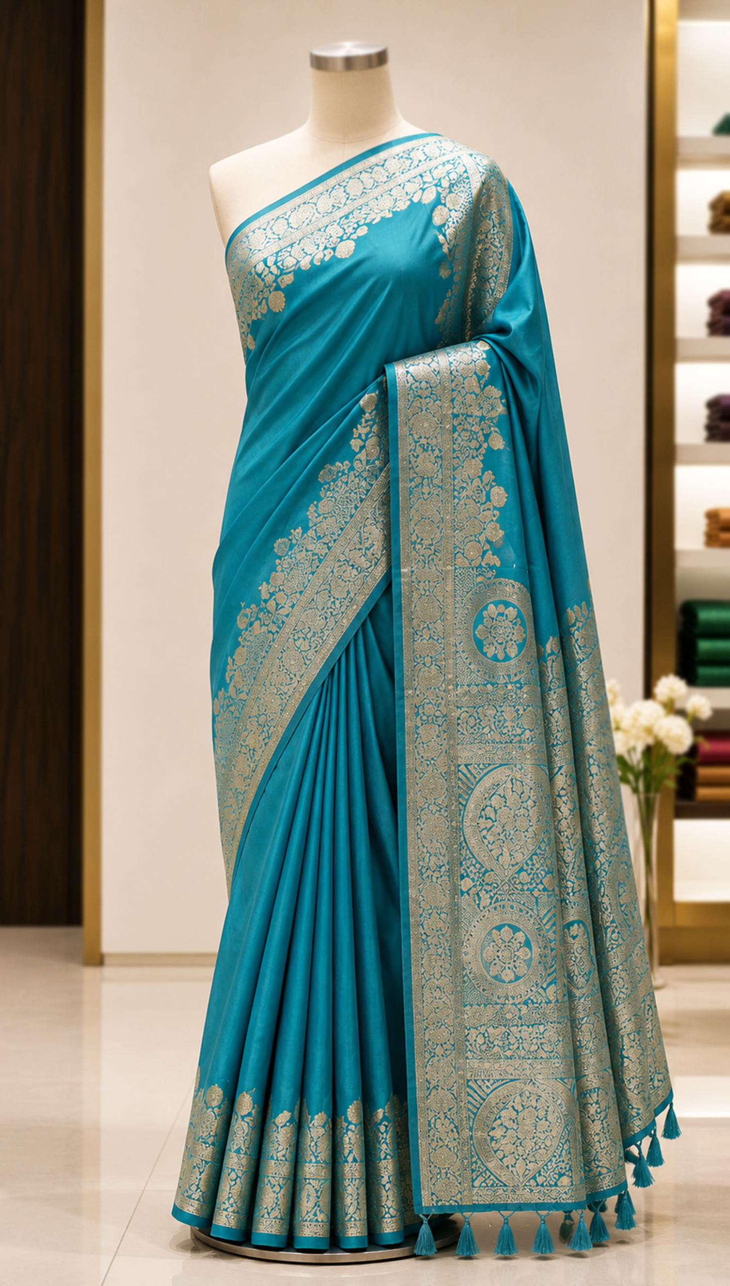 Indian katan saree with golden jari with blouse pcs