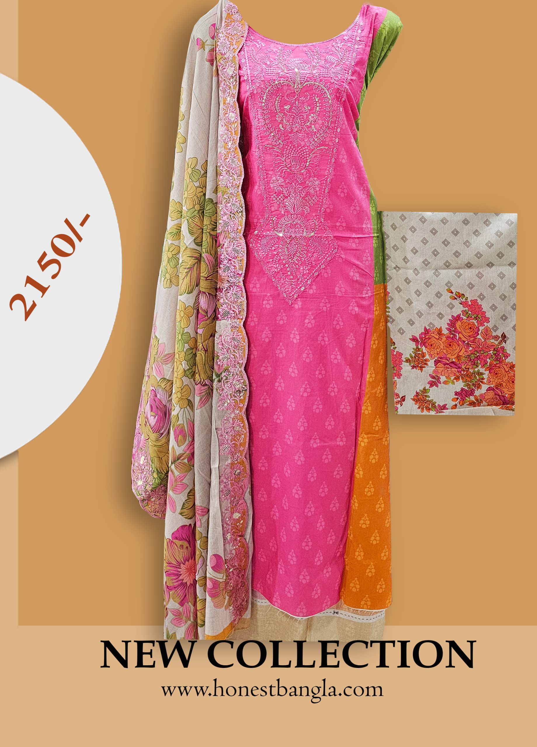 Pakistani Inspired Embroidery Unstitched Luxury Chiffon Collection .