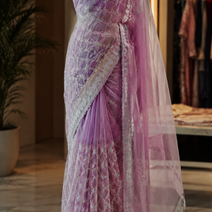 Jimichu Saree with Zarcan Stone And Cut Work Borderwith blouse pcs