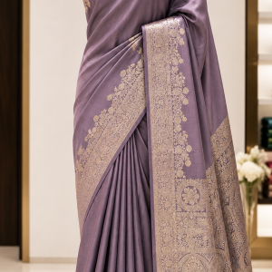 Indian pure katan saree with golden jari stripe with blouse pcs