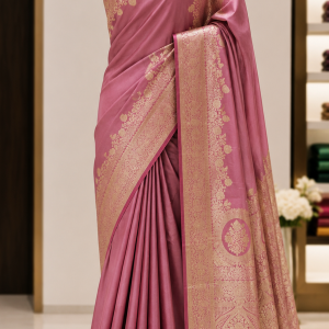 Indian katan saree with golden jari stripe with blouse pcs