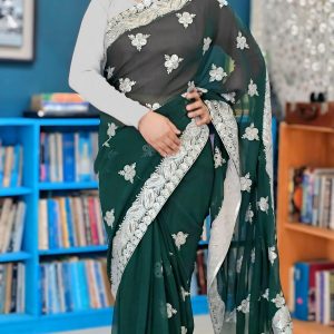 Georgette stone work saree with Blouse pcs.
