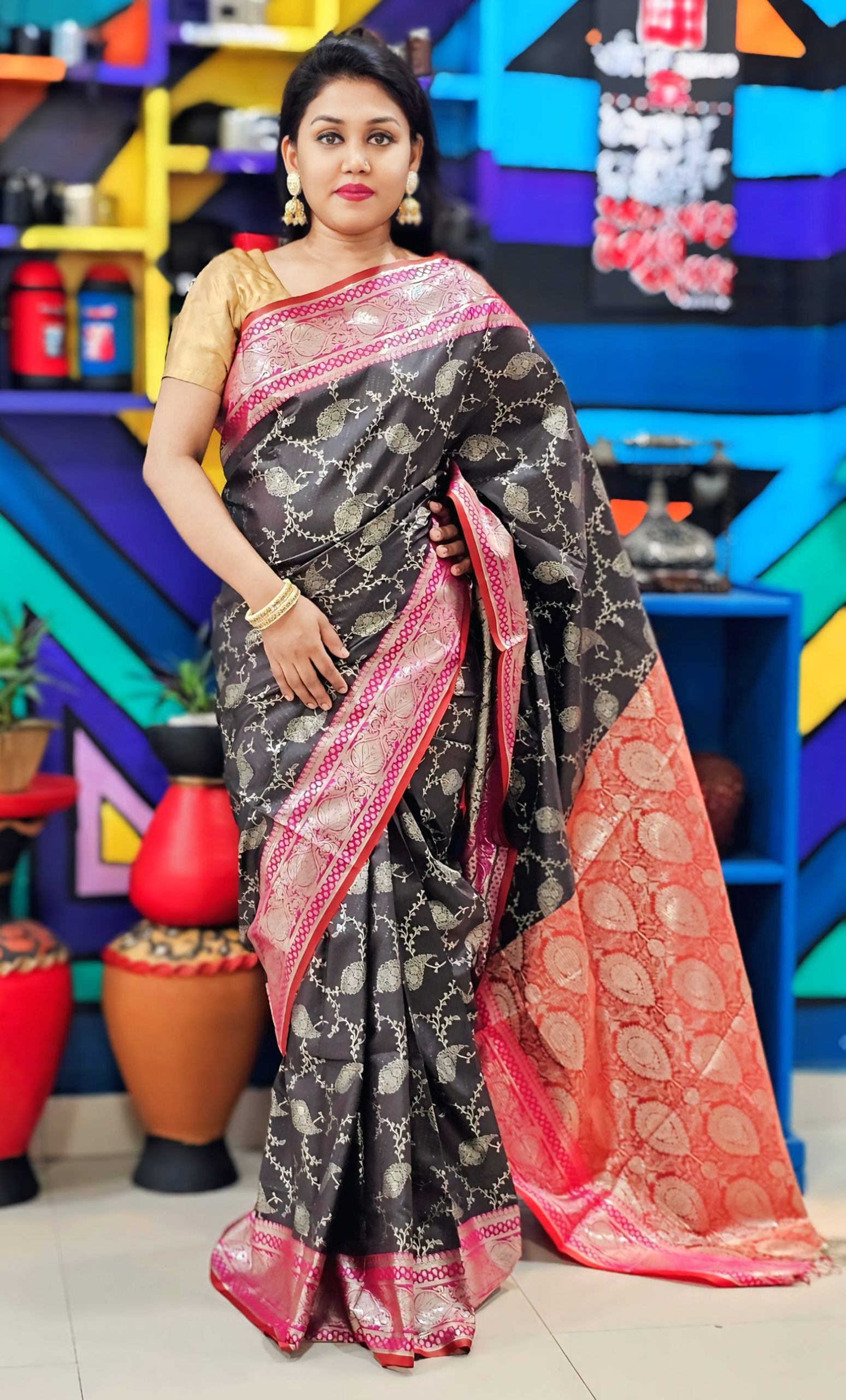 Katan Saree with Blouse pcs