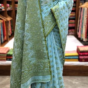 Cotton-Silk blend  jamdanee saree without Blouse pcs.