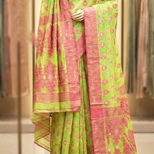 Cotton-Silk blend  jamdanee saree without Blouse pcs