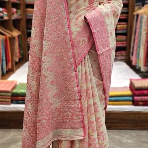 Cotton-Silk blend  jamdanee saree without Blouse pcs