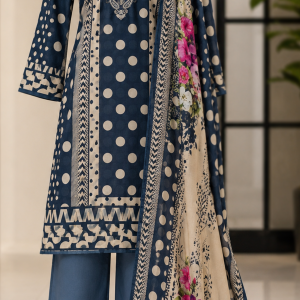 Unstitched Cotton lawn 3 pcs