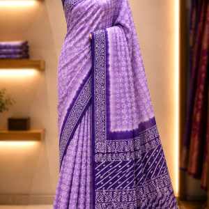 Silk Vegetable Dye Batik Saree With Running Blouse Pcs