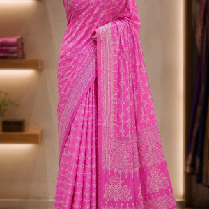 Silk Vegetable Dye Batik Saree With Running Blouse Pcs