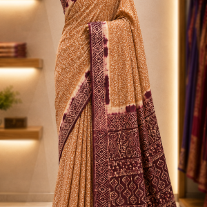 Silk Vegetable Dye Batik Saree With Running Blouse Pcs