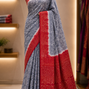Silk Vegetable Dye Batik Saree With Running Blouse Pcs