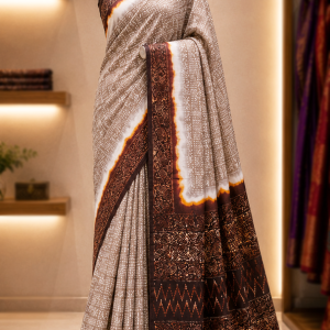 Silk Vegetable Dye Batik Saree With Running Blouse Pcs