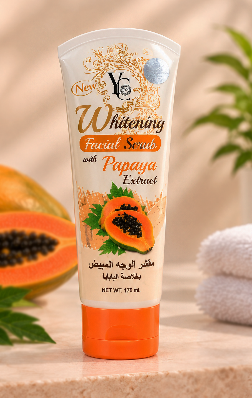 YC whitening facial scrub with Papaya 175 ml (Exp 1-2031) .Made in Thailand