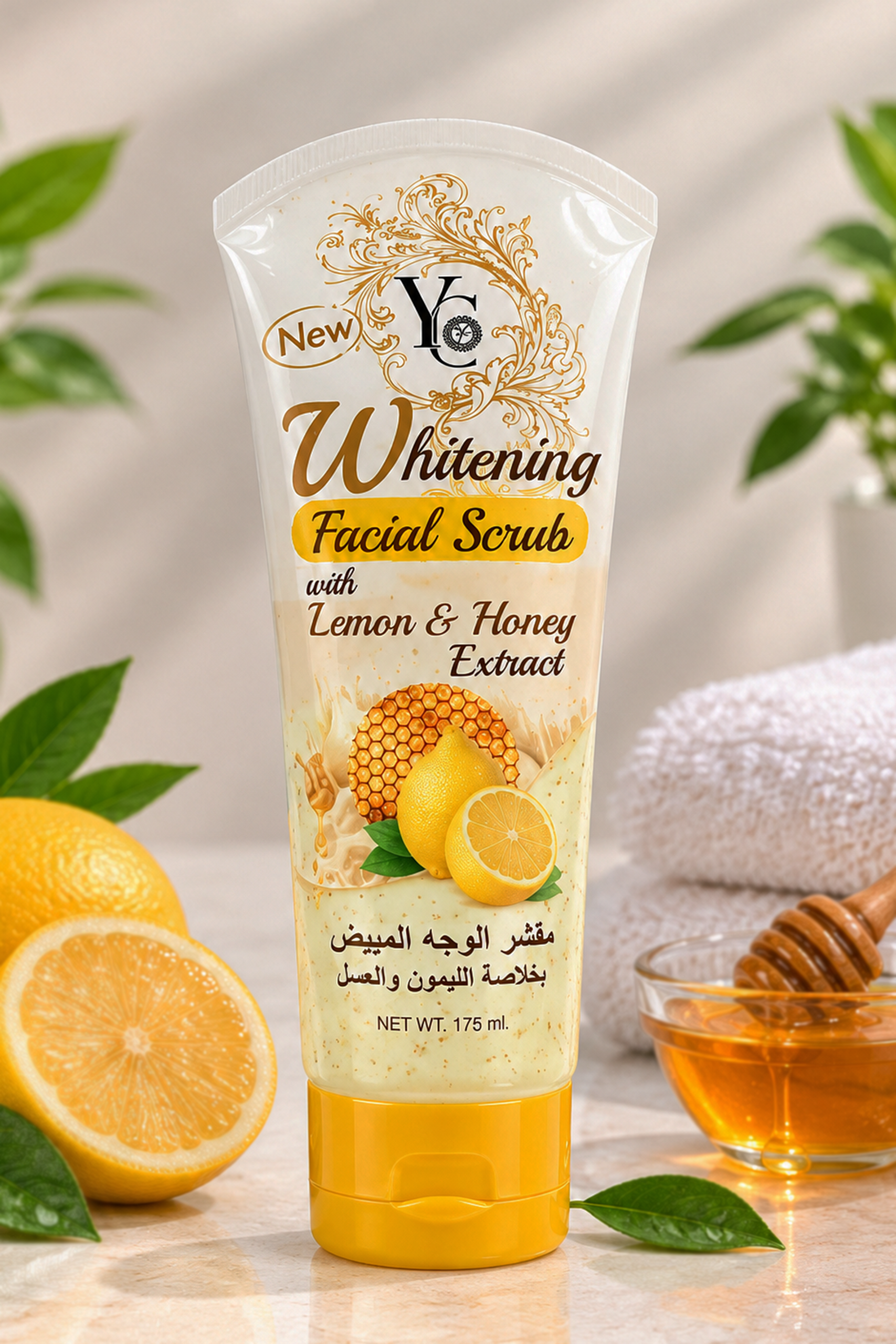 YC whitening facial scrub with Lemon & Honey 175 ml (05/2031) .Made in Thailand