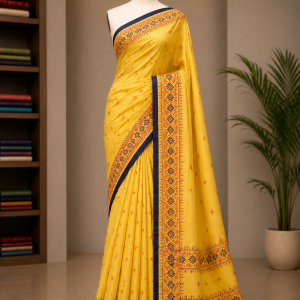 Soft organza kashmiri suta kaj saree with Blouse pcs with Tassel