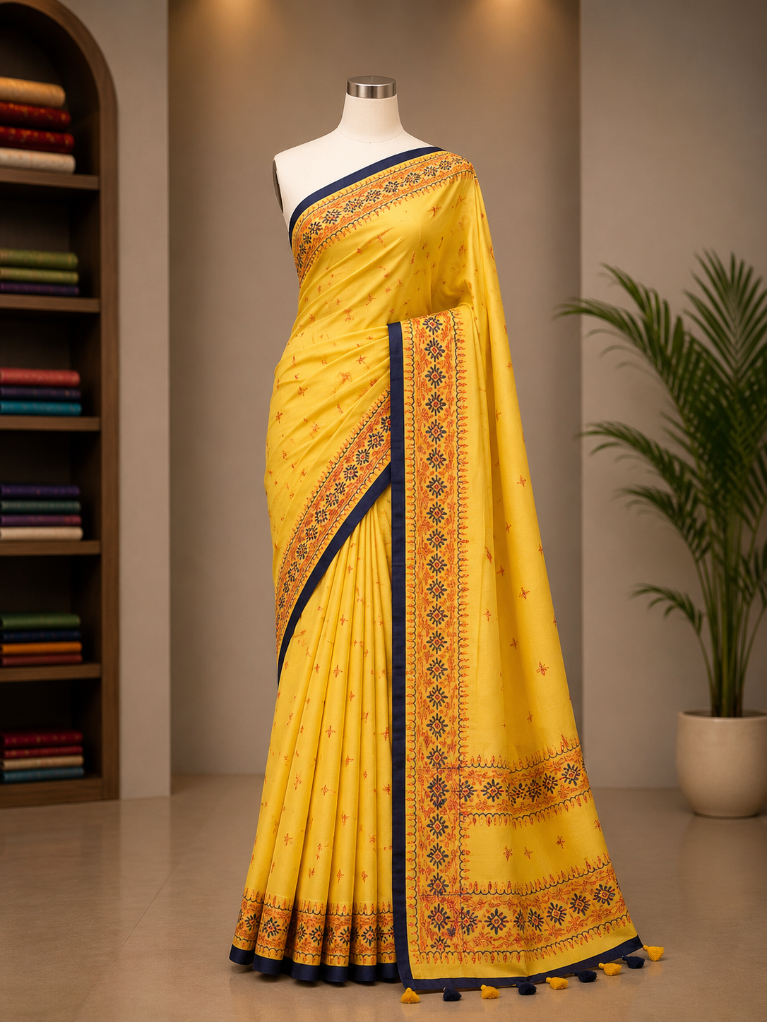 Soft organza kashmiri suta kaj saree with Blouse pcs with Tassel