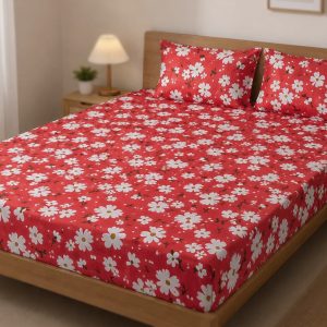 Mixed Cotton Print 7.5/6.5 Feet Bedsheet Set With Two Pillow Covers