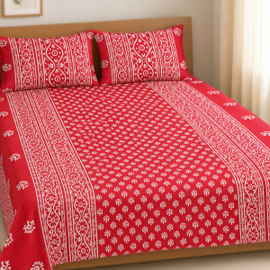 Mixed Cotton Print 7.5/6.5 Feet Bedsheet Set With Two Pillow Covers