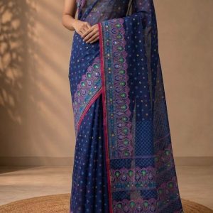 Boutiques Cotton Saree with running Blouse Pcs