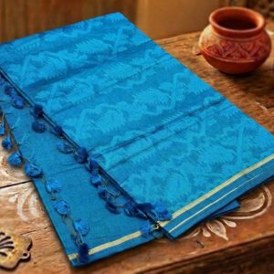 Silk Jamdani saree withrunning Blouse Pcs
